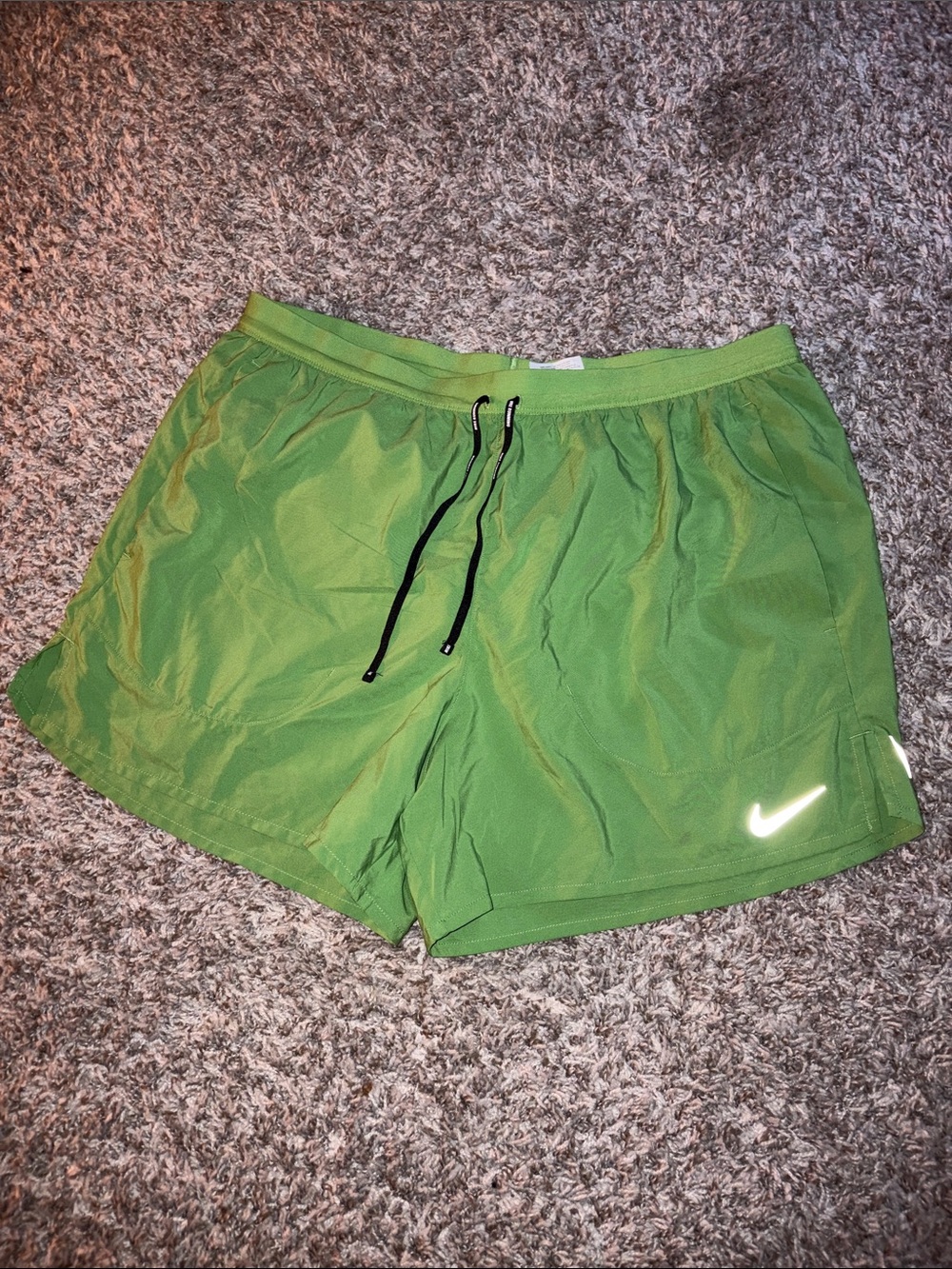 Nike Green Athletic Shorts with Black Drawstring